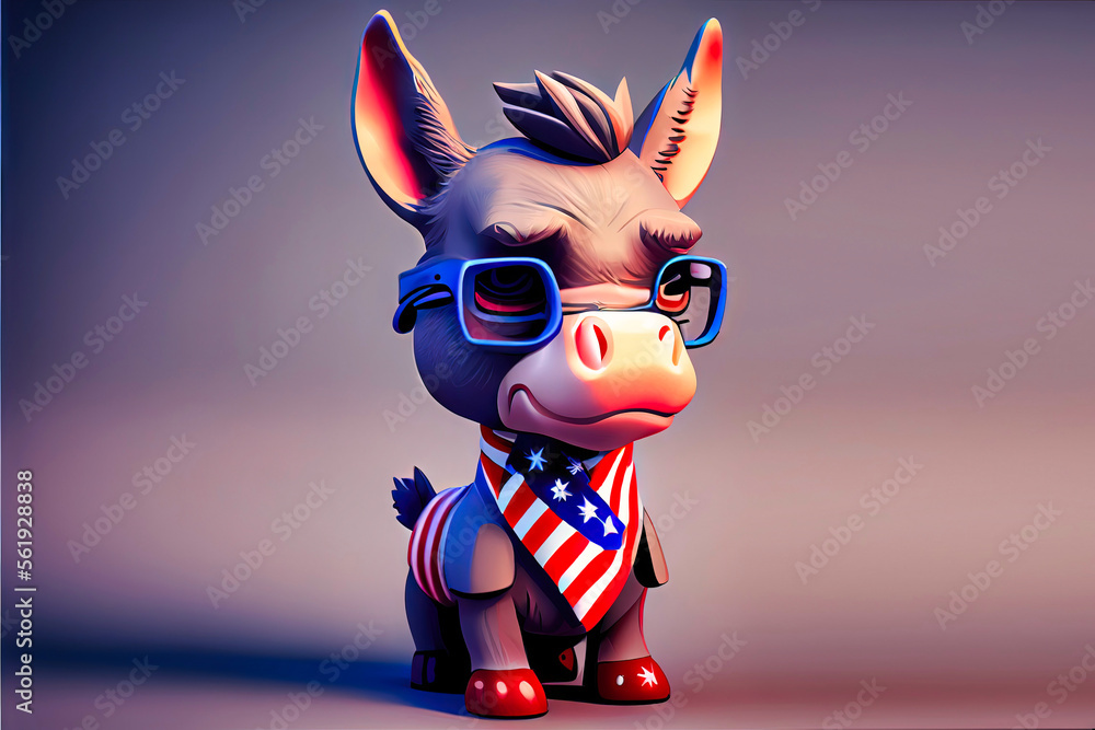 political character created by generative AI to represent American two-party politics. Uncle Sam suit with bright stars and stripes. Government mascot.