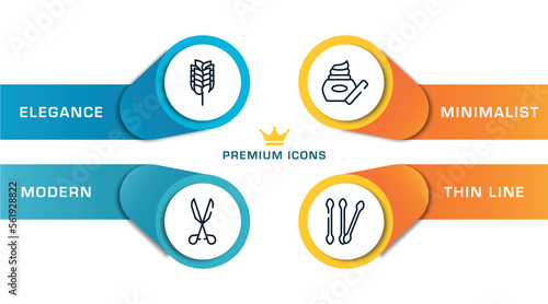 make up outline icons with infographic template. thin line icons such as birch whisk, medical tools, skin care, cotton swab vector.
