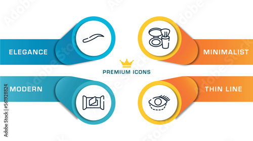 plastic surgery outline icons with infographic template. thin line icons such as eyebrows, wet wipes, blush, blepharoplasty vector.