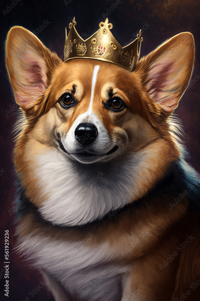 Corgi dog wearing a crown. Corgi dog wearing a crown.