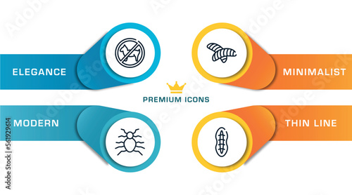 nature outline icons with infographic template. thin line icons such as forbidden, flea, null, plankton vector.