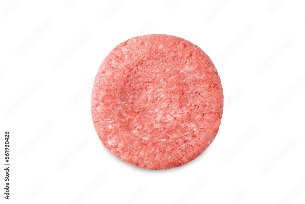 Raw fresh minced meat burger on a white isolated Raw fresh minced meat burger on a white isolated