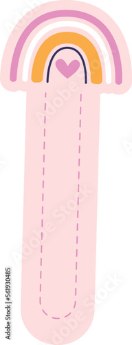 Cute bookmark with rainbow flat icon Mark place in book
