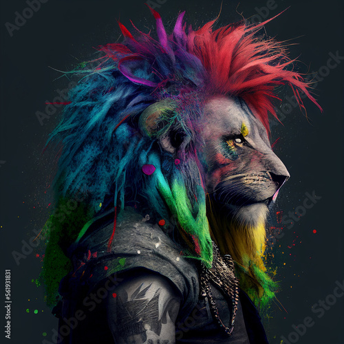 Lion in Punk Clothing photo