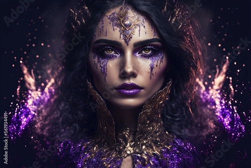 Persian Purple Sorceress. Generative AI, non-existent person.