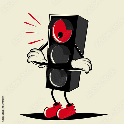 funny cartoon traffic light showing red