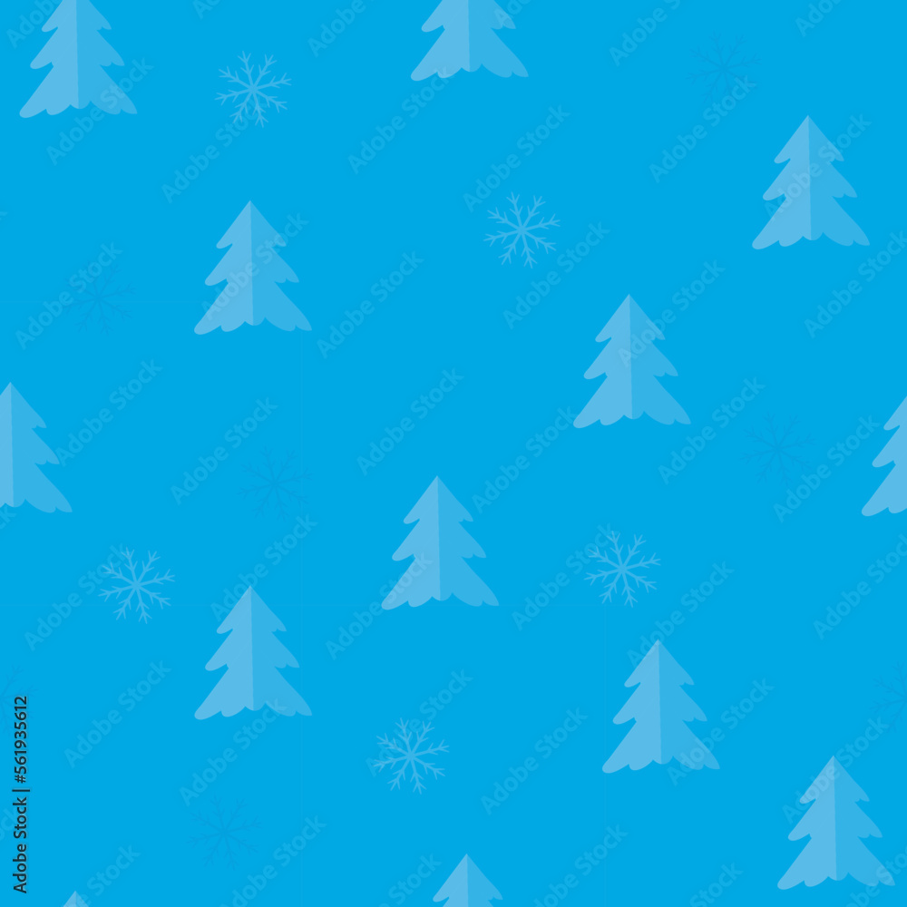 Seamless pattern with colorful Christmas trees on green background. Vector graphic.