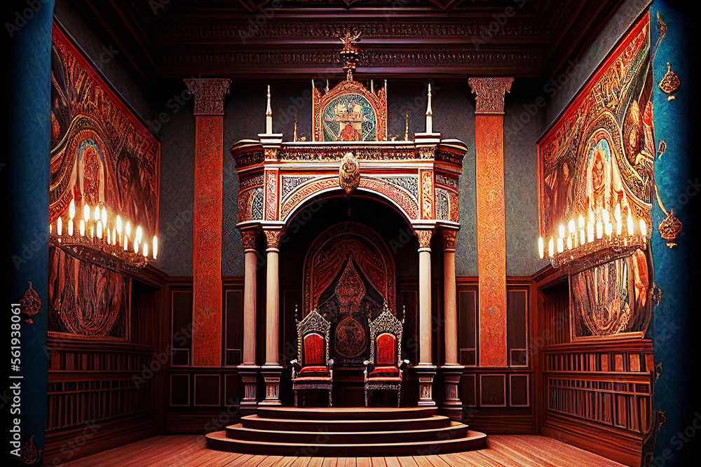 Obraz premium Royal Throne Room - Generative Ai
