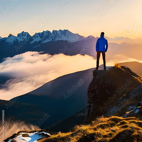hiker on top of mountain © Benny