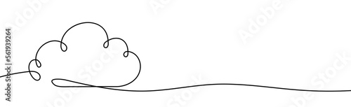 Continuous one line drawing. Cloud on white background. Vector illustration