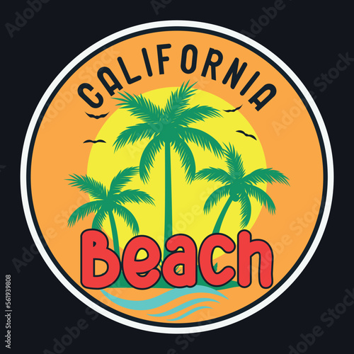 Wallpaper Mural Summer California Sunset Beach Emblem Patch Logo Poster Label Vector Illustration Retro Vintage Badge Sticker And T-shirt Design Torontodigital.ca