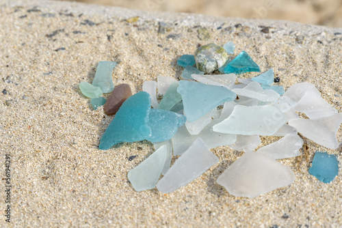 Sea glass collected on the beach photo