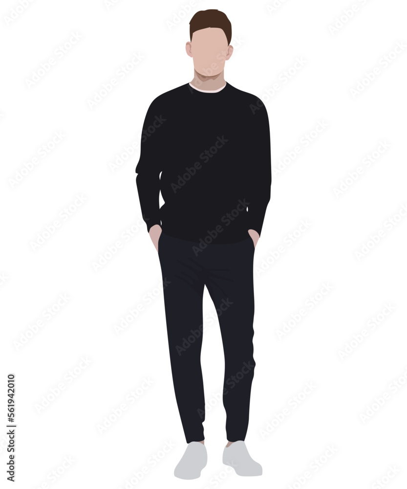 Stylish guy in fashionable and modern clothes on a white background. Vector illustration in flat style Stylish guy in fashionable and modern clothes on a white background. Vector illustration in flat style