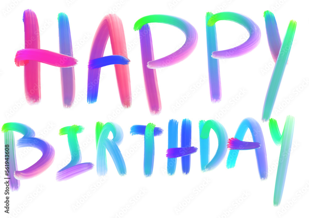 Colorful handwritten text with happy birthday message Colorful handwritten text with happy birthday message