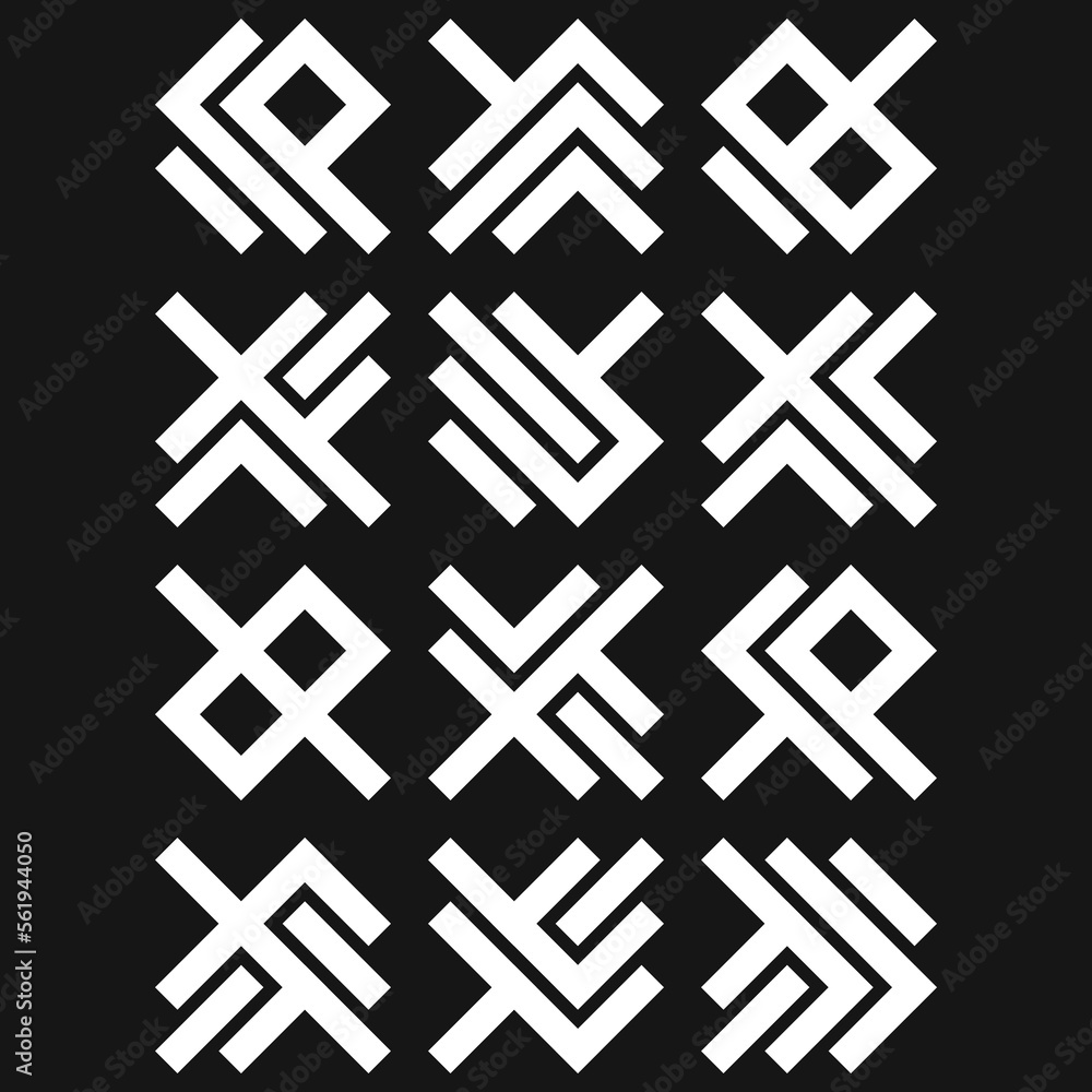 Obraz premium Asemic Glyph writing hieroglyph imitation abstract illustration