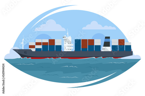 Sea freight concept. Delivery and logistics. Cargo logistics container import export freight ship