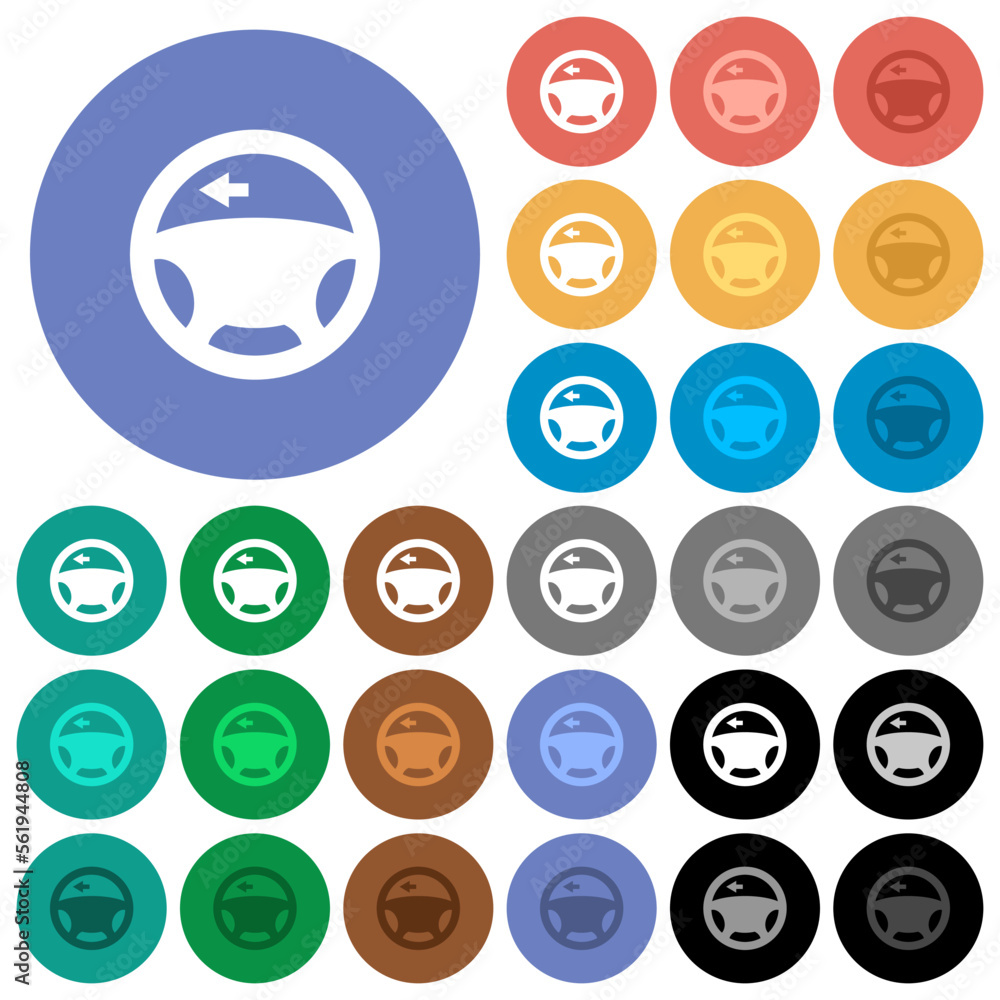 Car turn left signal dashboard light round flat multi colored icons Car turn left signal dashboard light round flat multi colored icons