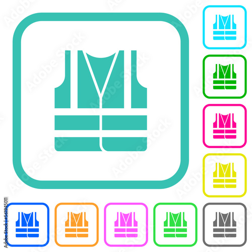 High visibility safety vest vivid colored flat icons photo