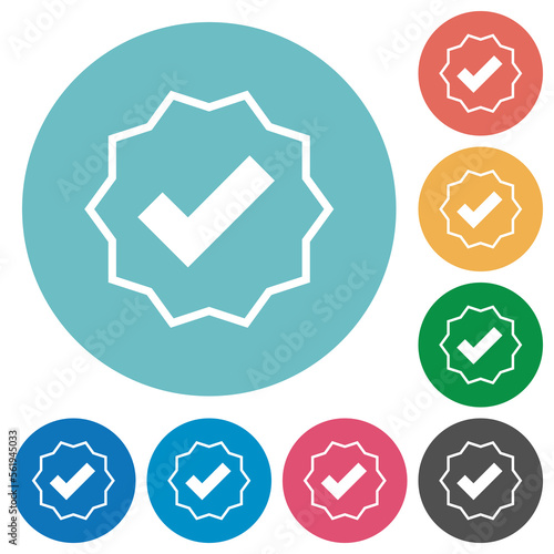 Verified sticker outline flat round icons