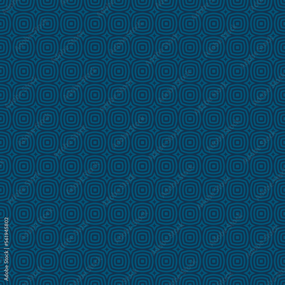 Geometric line seamless pattern. Simple vector abstract texture with small curved shapes, circles, squares, stripes, repeat tiles. Subtle minimal geometric ornament. Elegant dark blue geo background