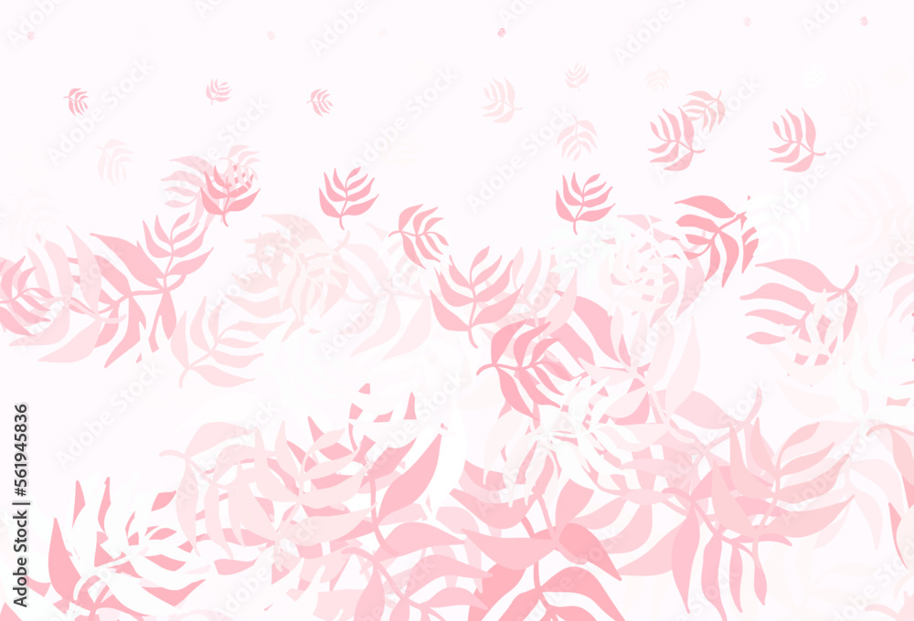 Light Red vector doodle template with leaves. Light Red vector doodle template with leaves.