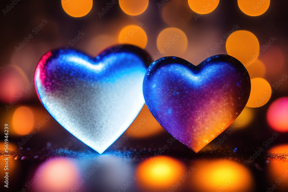 Generative AI: blue hearts Valentine's Day background Banner Generative AI: blue hearts Valentine's Day background Banner