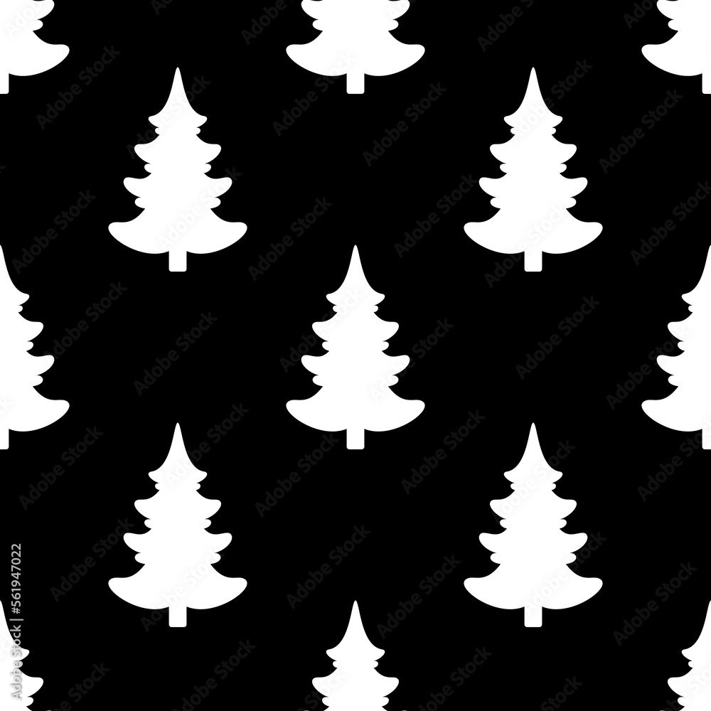 Obraz premium Seamless vector. Fir-tree background. New Year wallpaper. Christmas tree motif. Pines pattern. Holidays ornament. Winter pine trees image. Xmas illustration. Floral backdrop. Textile print design