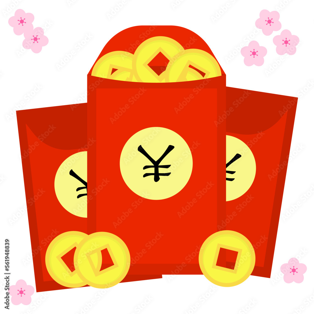Obraz premium Isolated angpao or Chinese golden coin in a red envelope for a lunar new year celebration gift