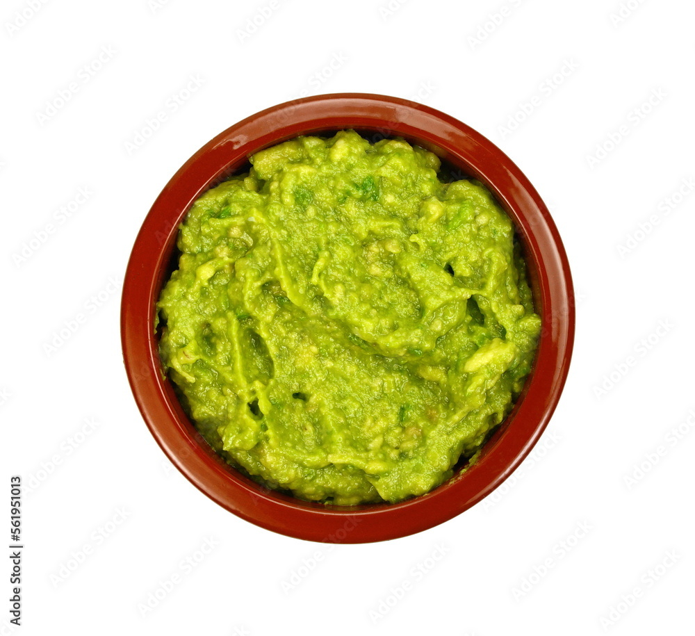 Traditional latinamerican mexican sauce guacamole in clay bowl isolated on white background. Traditional latinamerican mexican sauce guacamole in clay bowl isolated on white background.