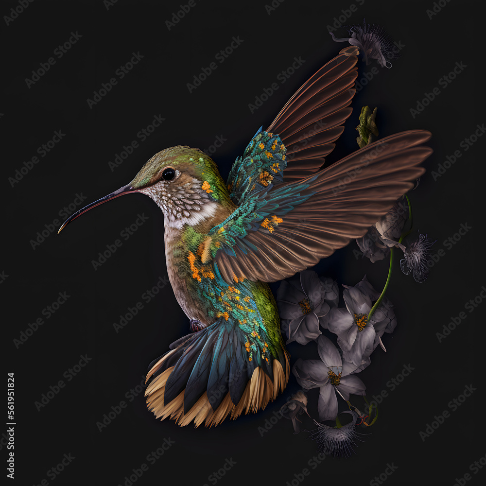 Obraz premium Embroidered Humming Bird