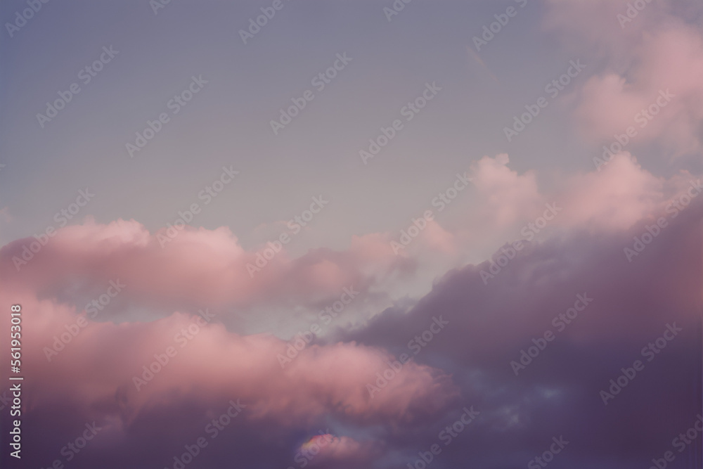 Sunset with soft watercolor color clouds IA