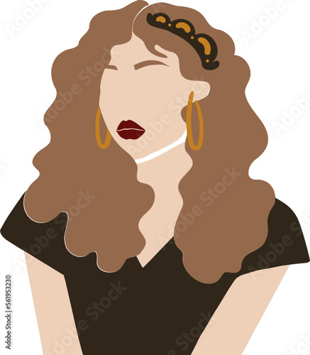 Abstract long hair woman illustration