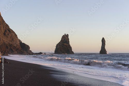 Sunset on the black sand beach