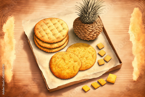 homemade nastar anas comosus cookies and pineapple tarts for a snack. Generative AI photo