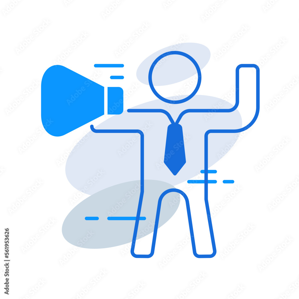 Promotion business management icon with blue outline style. promotion, business, vector, marketing, sign, web, symbol. Vector Illustration Promotion business management icon with blue outline style. promotion, business, vector, marketing, sign, web, symbol. Vector Illustration