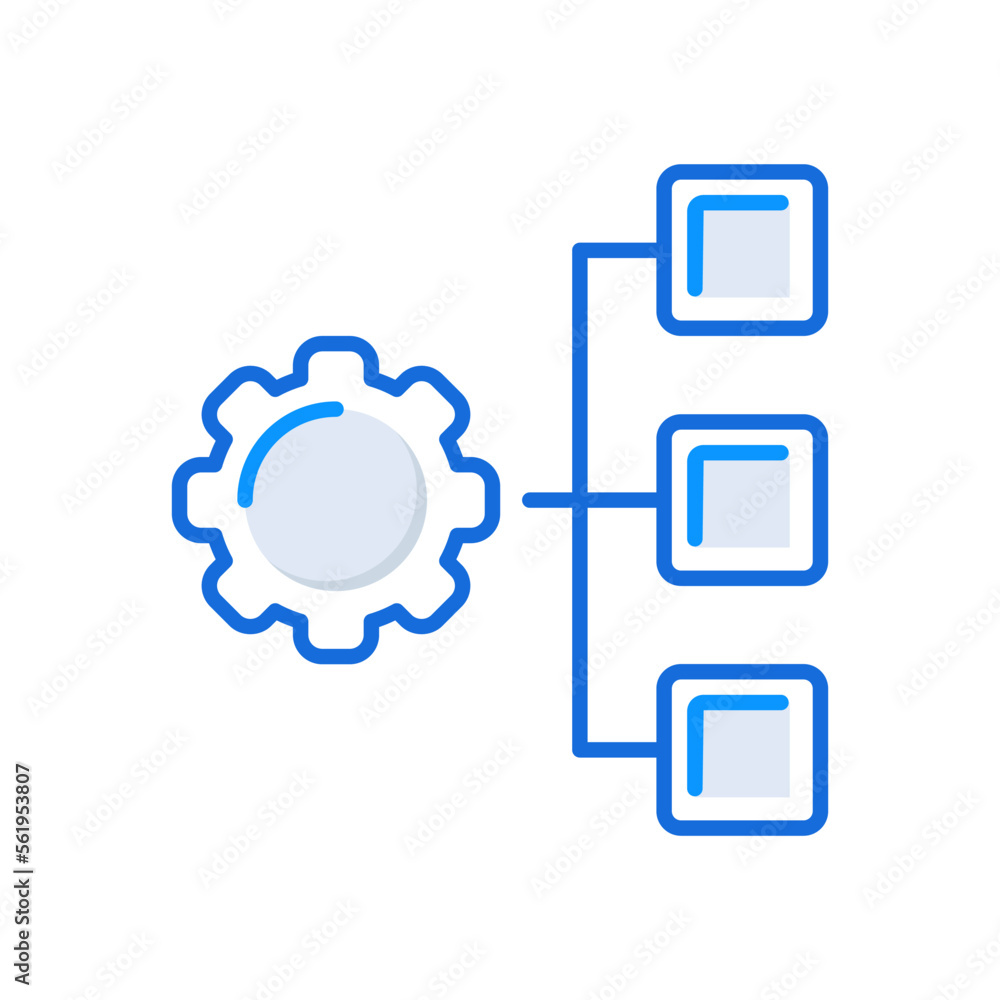 Project management business management icon with blue outline style. project, business, management, symbol, design, gear, office. Vector Illustration Project management business management icon with blue outline style. project, business, management, symbol, design, gear, office. Vector Illustration
