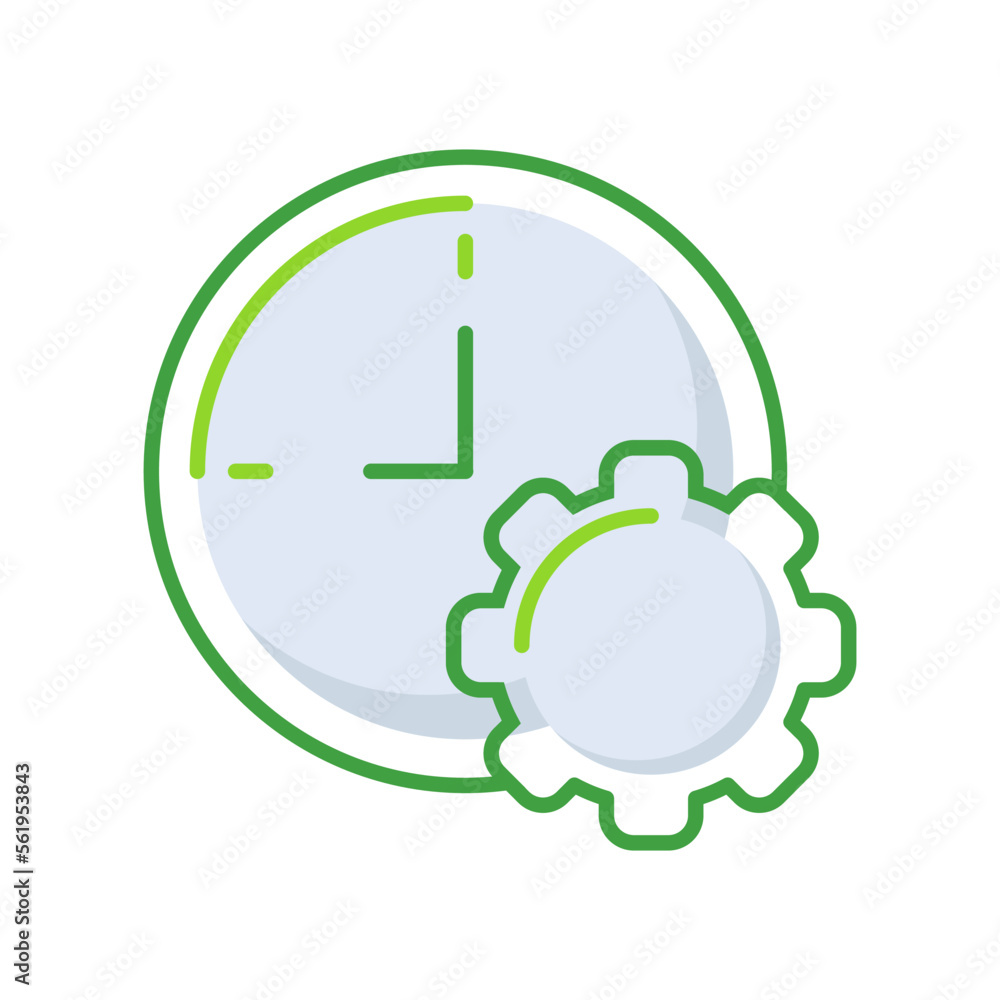 Time management business management icon with green outline style. time, clock, management, business, symbol, graphic, watch. Vector Illustration