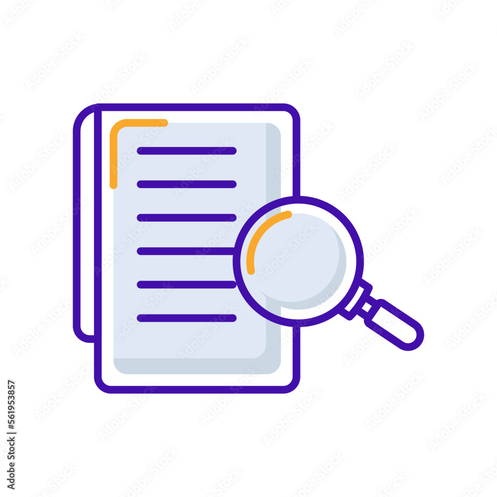 Case study business management icon with orange purple outline style. sign, case, research, business, search, symbol, analysis. Vector Illustration Case study business management icon with orange purple outline style. sign, case, research, business, search, symbol, analysis. Vector Illustration