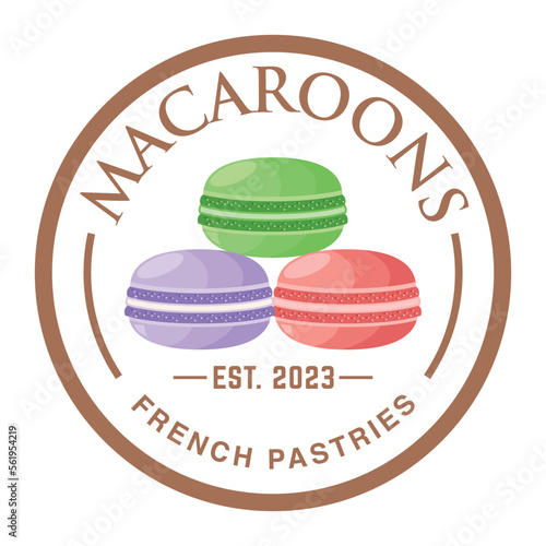 vector logo template of macaroons for bakery shop, pastry shop, isolated on white background