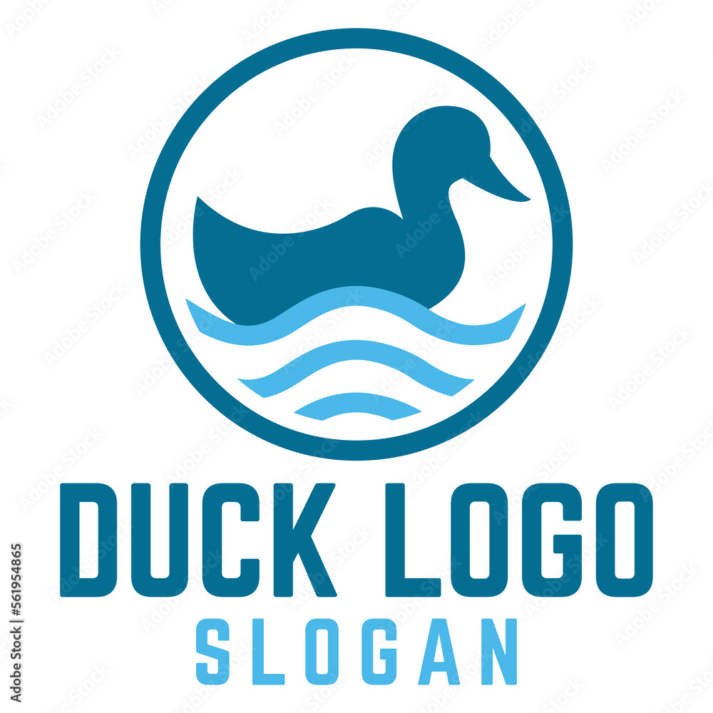 Duck swimming on water logo flat design logo illustration. vector logo template isolated on white background Duck swimming on water logo flat design logo illustration. vector logo template isolated on white background