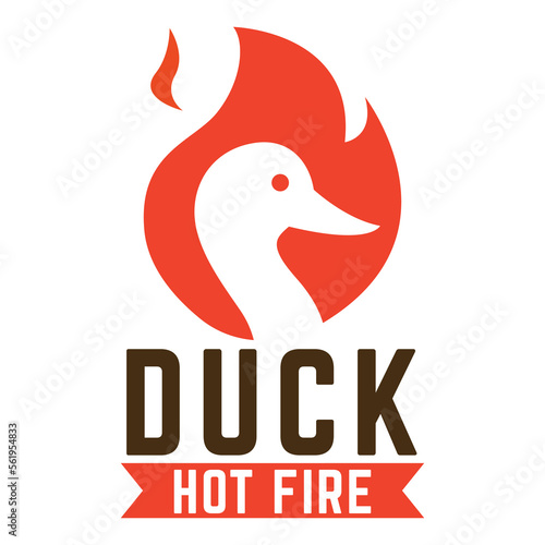 Duck head fire logo flat design logo illustration. vector logo template isolated on white background