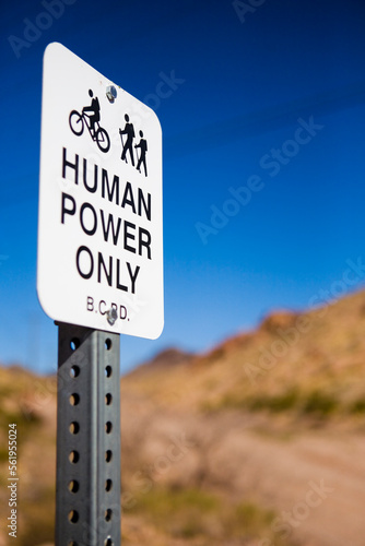 Trail signs at Bootleg Canyon near Boulder City, Nevada.