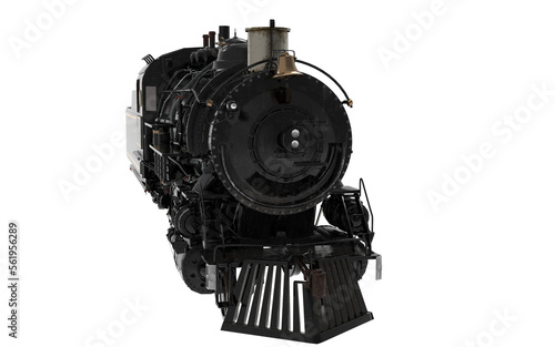 classic black cinematographic locomotive train on white background  © Edit