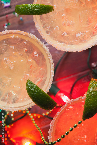 Cinco: Overhead View Of Margaritas at Party