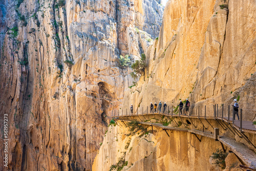 view of El Caminito del Rey or King's Little Path, one of the most Dangerous Footpath reopened 2015 Malaga, Spain