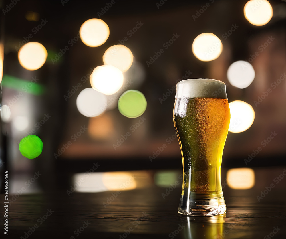 photo of a green beer poured into a glass in an Irish pub, San Patrick's Day - AI Generated photo of a green beer poured into a glass in an Irish pub, San Patrick's Day - AI Generated