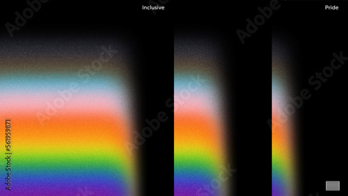 Prismatica Minimalist LGBTQ Rainbow Inclusive Progressive Fuzzy Pride Flag Layout with Grain Texture and Editable Text on Dark Background