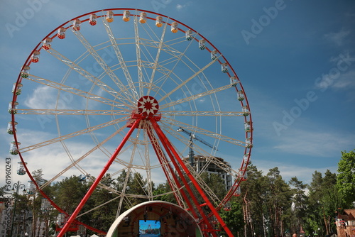 beautiful large children's park with many carousels