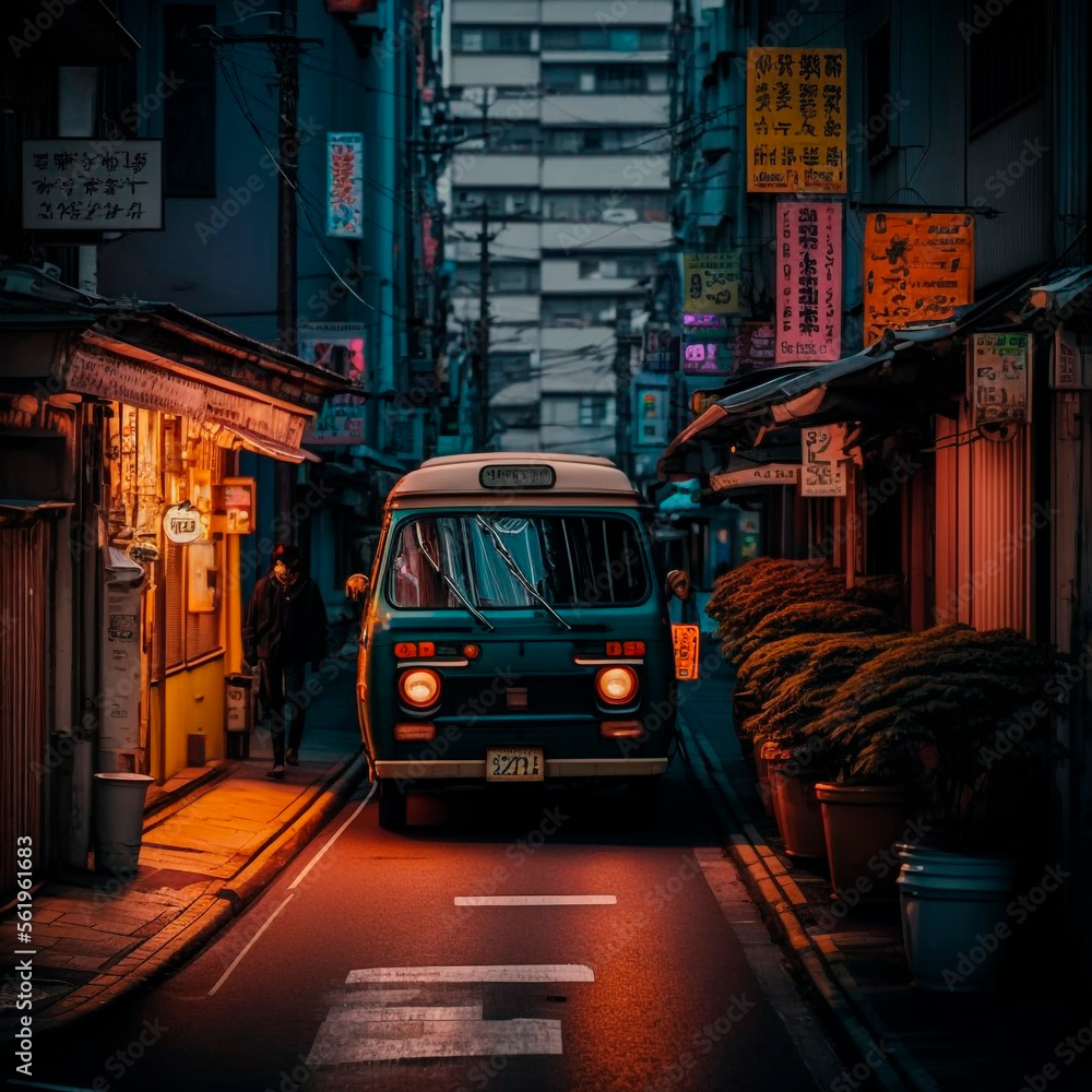 Fototapeta premium Tokyo Night Street Van