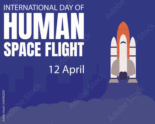 illustration vector graphic of the spaceship is taking off and emitting smoke, perfect for international day, human space flight, celebrate, greeting card, etc.